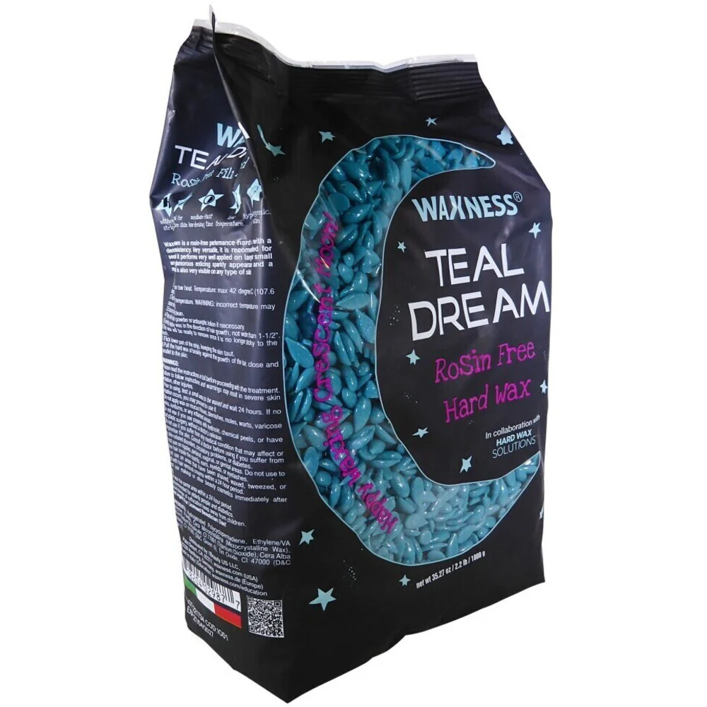 Waxness Teal Dream Rosin Free Sparkly Hard Wax Beads - Made in Italy / 2.2 lbs. - 35.27 oz. - 1 kg. Each X 4 Bags = 8.8 Lbs - Image 6