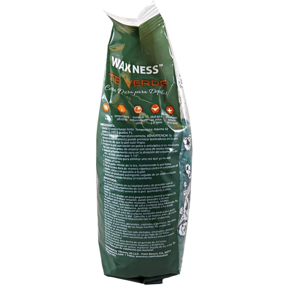 Waxness Wax Necessities Green Tea Film Hard Wax Beads - Made in Italy / 2.2 lbs. - 35.27 oz. - 1 kg. Each X 4 Bags = 8.8 Lbs - Image 2