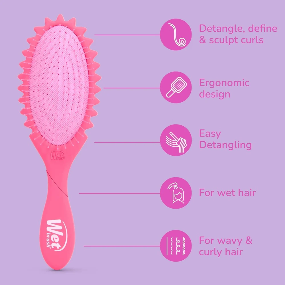 Wet Brush Curl Shaper Detangler Brush - Pink - Image 4