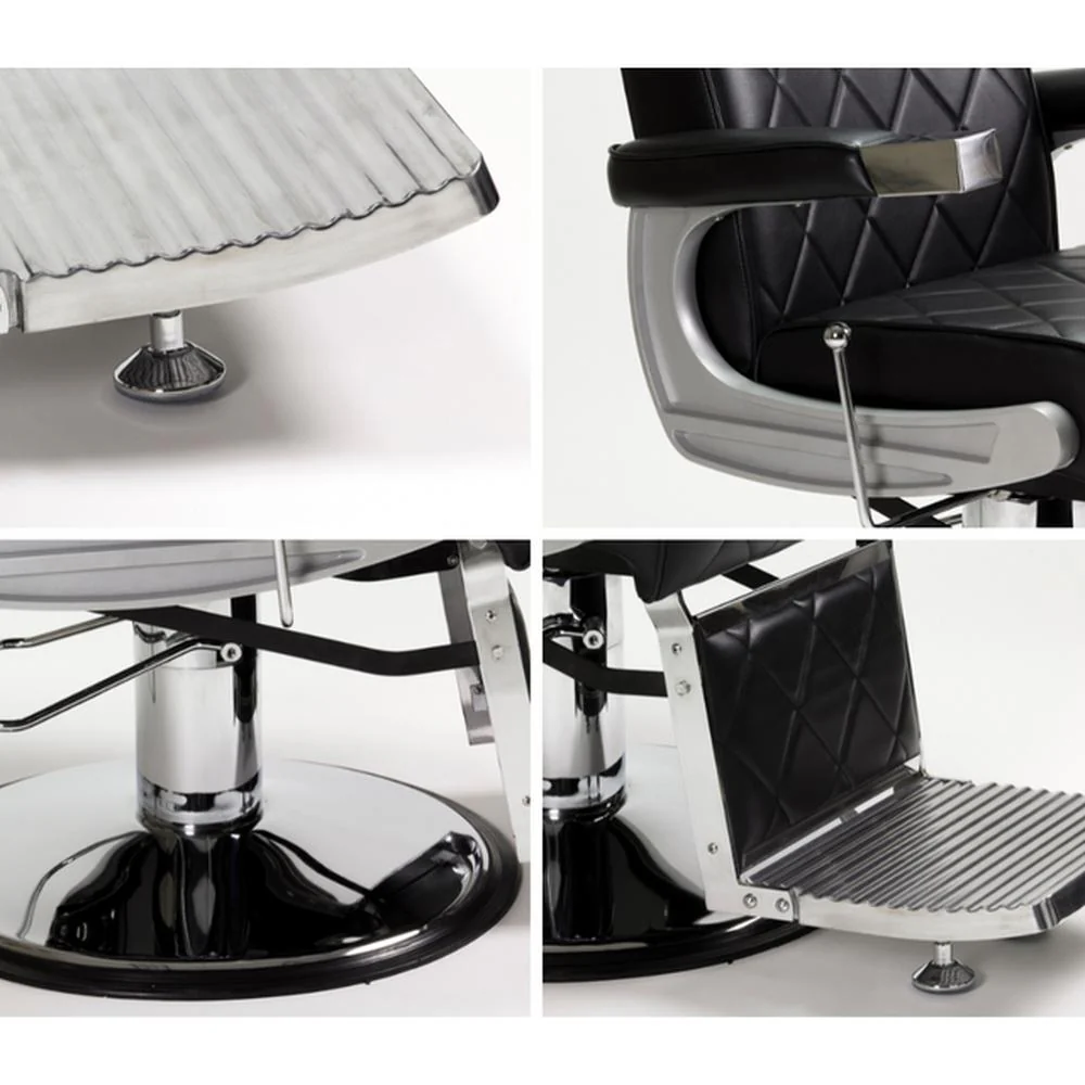 William Heavy Duty Barber Chair / Black with Chrome Accents by Hans Equipment - Image 3