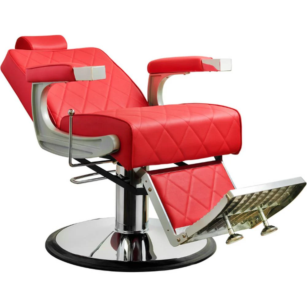 William Heavy Duty Barber Chair / Red with Chrome Accents by Hans Equipment - Image 2