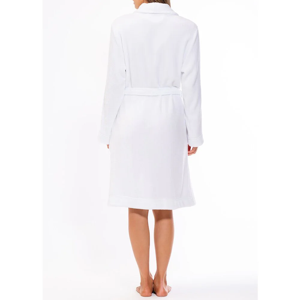Woman's Super Soft Lightweight Plush Shawl Robe | Short Length | Material: 100% Polyester Warm Fleece | Color: White | Available Sizes: S, M, L, XL, XXL by SUMMA - Image 9