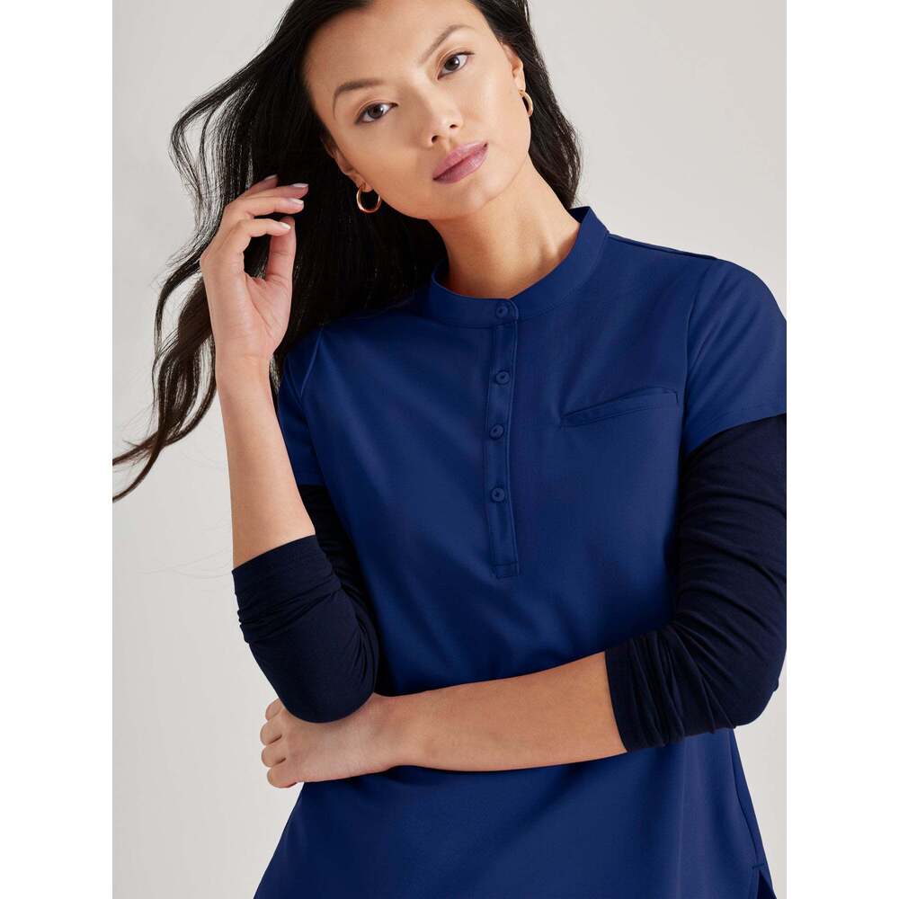 Women's Mission Scrub Top - Barco Unify Collection / Color - Indigo / Fit - Regular / Sizes - XS, S, M, L, XL, 2XL, 3XL by Barco Uniforms - Image 2