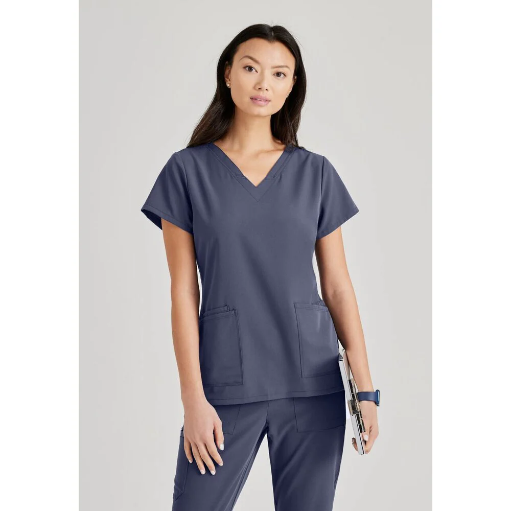 Women's Purpose Scrub Top - Barco Unify Collection / Color - Steel / Fit - Regular / Sizes - XS, S, M, L, XL, 2XL, 3XL by Barco Uniforms