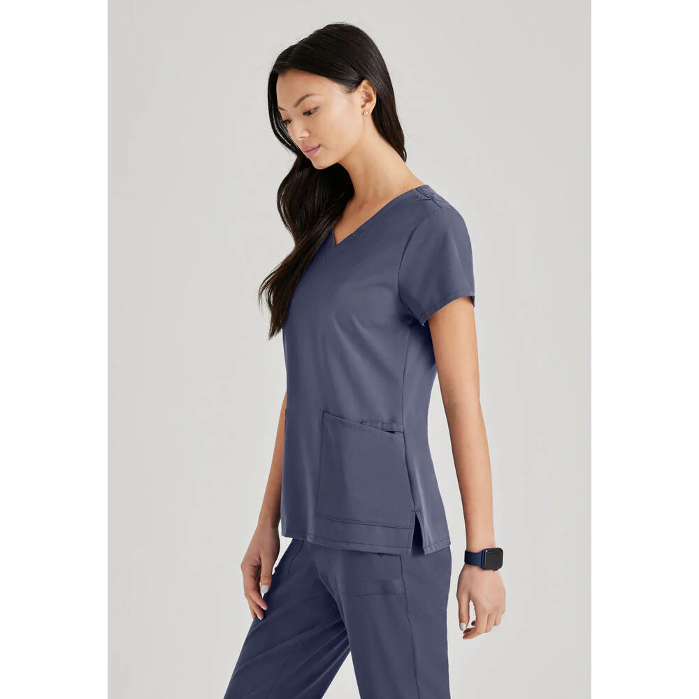 Women's Purpose Scrub Top - Barco Unify Collection / Color - Steel / Fit - Regular / Sizes - XS, S, M, L, XL, 2XL, 3XL by Barco Uniforms - Image 2