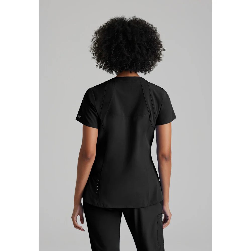 Women's Racer Scrub Top - Barco One Collection / Color - Black / Fit - Regular / Sizes - XS, S, M, L, XL, 2XL, 3XL by Barco Uniforms - Image 4