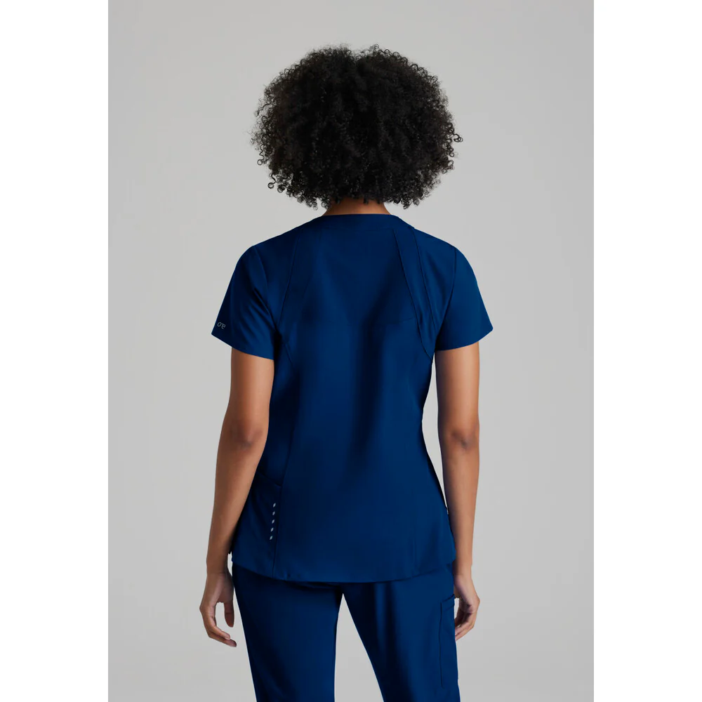 Women's Racer Scrub Top - Barco One Collection / Color - Indigo / Fit - Regular / Sizes - XS, S, M, L, XL, 2XL, 3XL by Barco Uniforms - Image 4