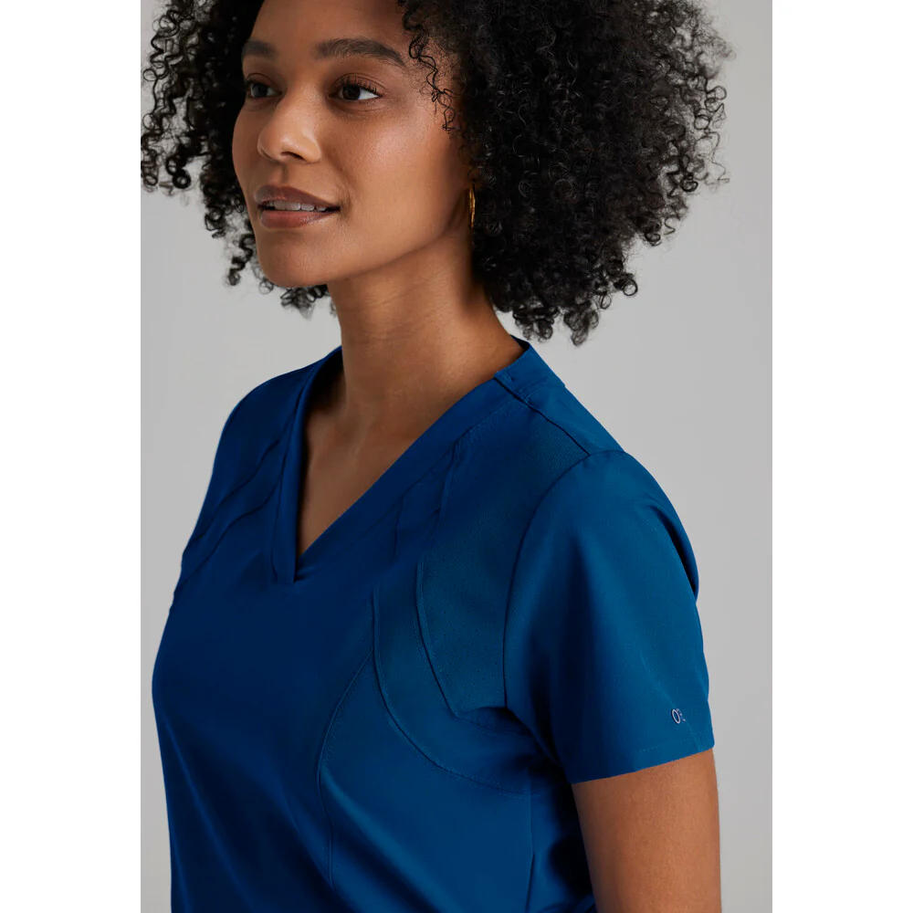 Women's Racer Scrub Top - Barco One Collection / Color - Indigo / Fit - Regular / Sizes - XS, S, M, L, XL, 2XL, 3XL by Barco Uniforms - Image 5