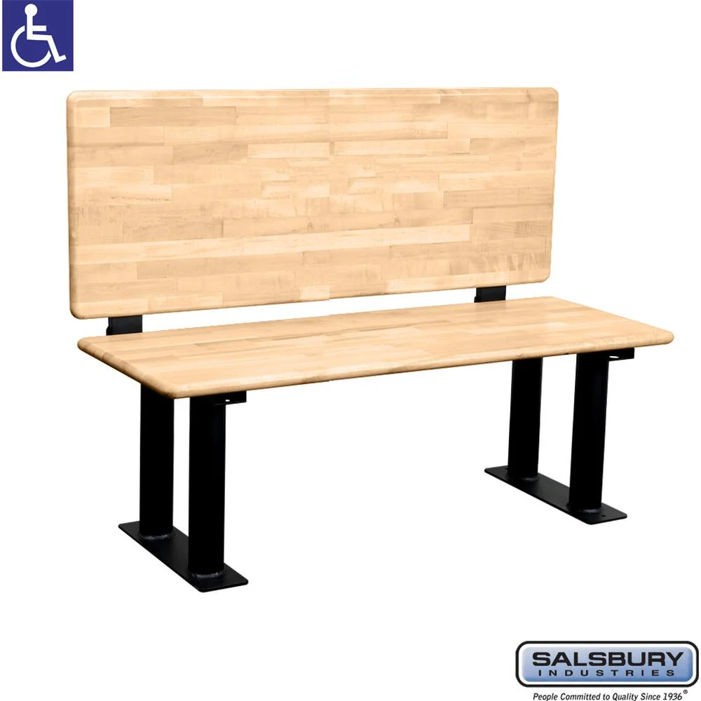 Wood ADA Locker Bench with back support - 48" Wide by Salsbury - Image 3
