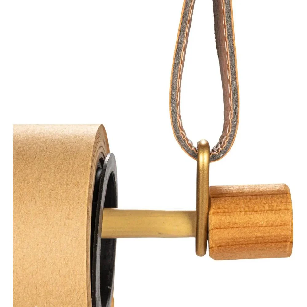 Wood Wall Mounted Paper Dispenser with Straps & Paper Roll - Image 4