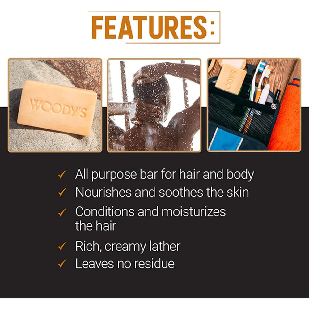 Woody’s Hair and Body Shampoo Bar / 8 oz. - Image 3