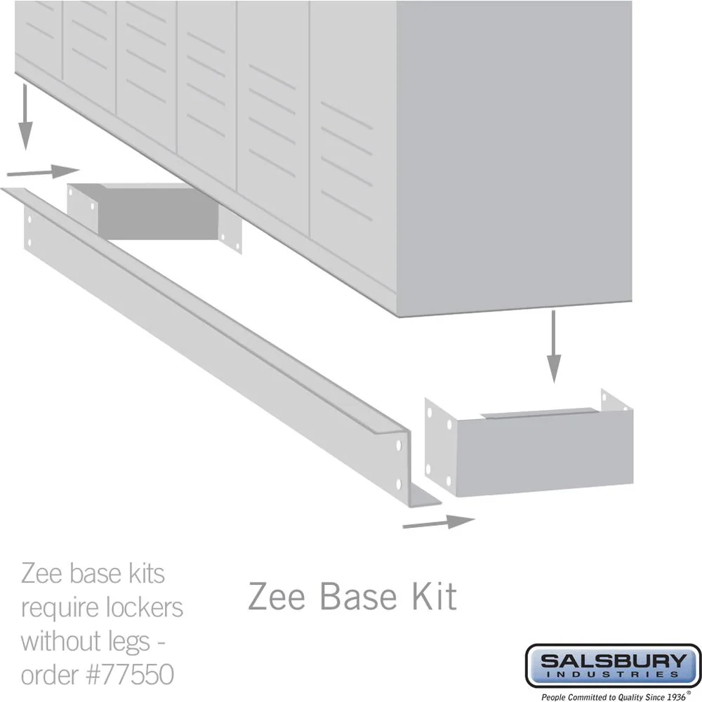 Zee Base Kit - 4" High, 6 Foot Length - for 12 Inch Deep Metal Lockers (Includes 6 Foot Front Base, 2 End Bases, Corner Splicer and 4 Rear Legs) by Salsbury - Image 5