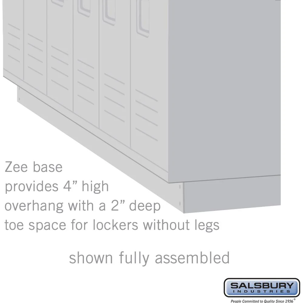 Zee Base Kit - 4" High, 6 Foot Length - for 15 Inch Deep Metal Lockers (Includes 6 Foot Front Base, 2 End Bases, Corner Splicer and 4 Rear Legs) by Salsbury - Image 2