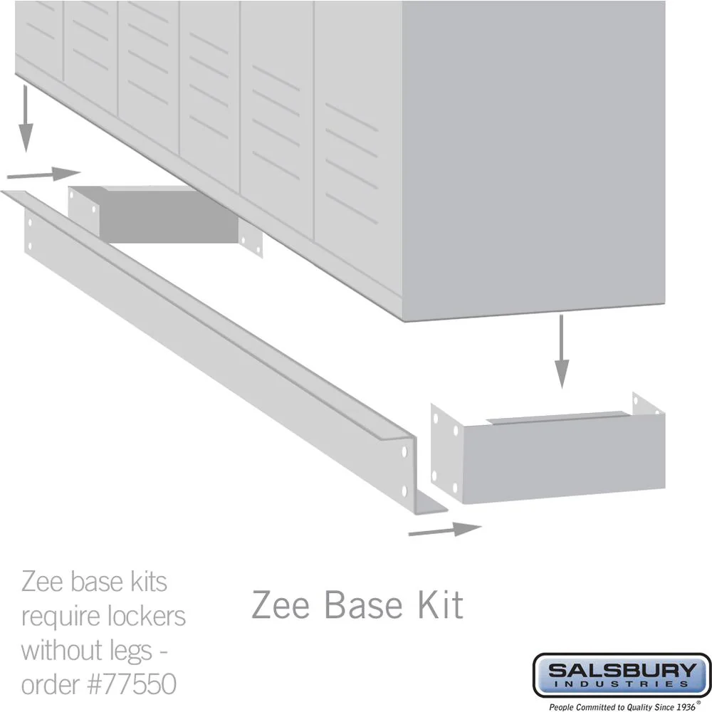 Zee Base Kit - 4" High, 6 Foot Length - for 15 Inch Deep Metal Lockers (Includes 6 Foot Front Base, 2 End Bases, Corner Splicer and 4 Rear Legs) by Salsbury - Image 6