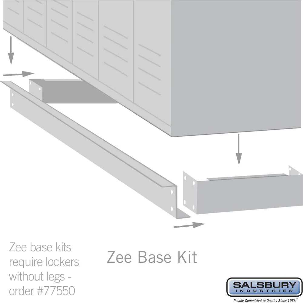 Zee Base Kit - 4" High, 6 Foot Length - for 18 Inch Deep Metal Lockers (Includes 6 Foot Front Base, 2 End Bases, Corner Splicer and 4 Rear Legs) by Salsbury - Image 5